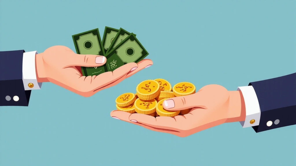 Illustration d'une main tenant des skins de jeu virtuels et de l'autre main recevant de l'argent
